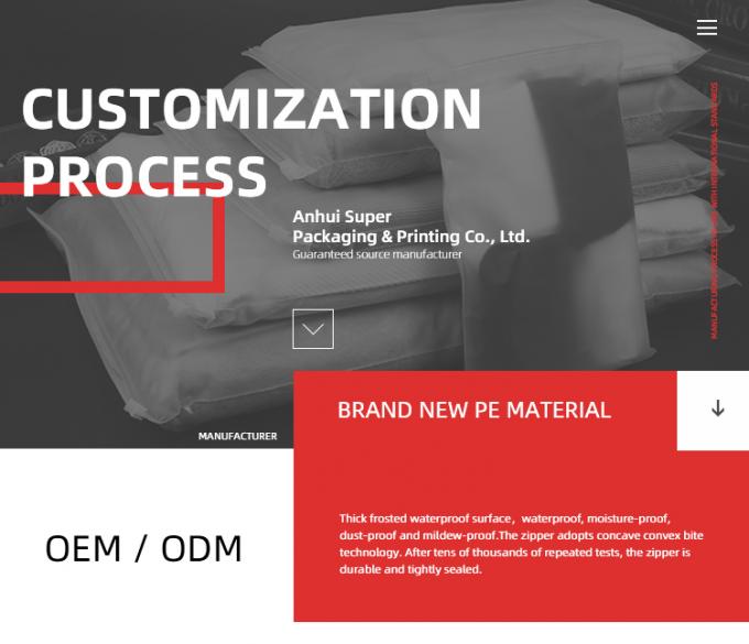 맞춤형 크기 CPE 지퍼 백 무광 프로스티드 포장 백 지퍼 잠금 장치 포함 배송용 3