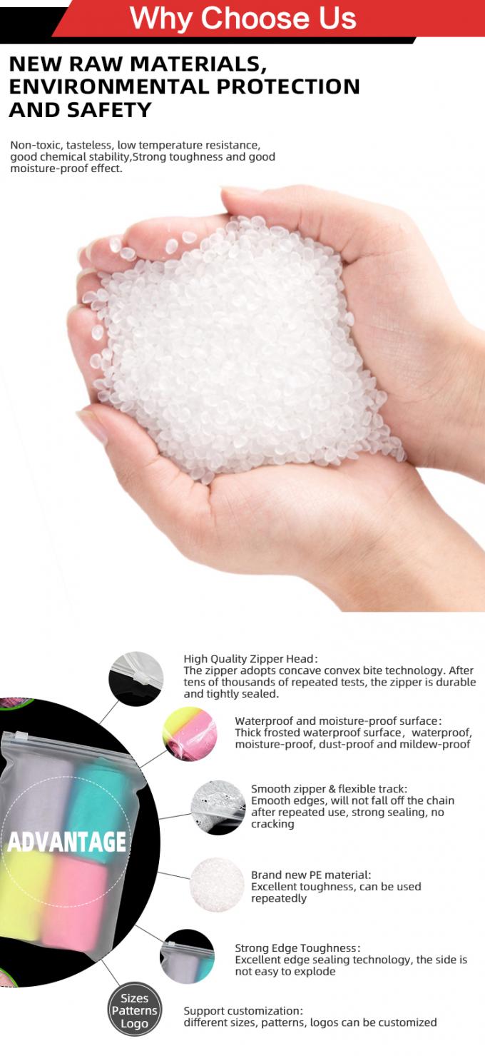 맞춤형 크기 CPE 지퍼 백 무광 프로스티드 포장 백 지퍼 잠금 장치 포함 배송용 5