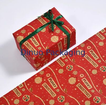크리스마스 포장용 종이 롤 PE 코팅 수상성 클래식 Xmas 패턴으로 선물 포장 DIY 공예품
